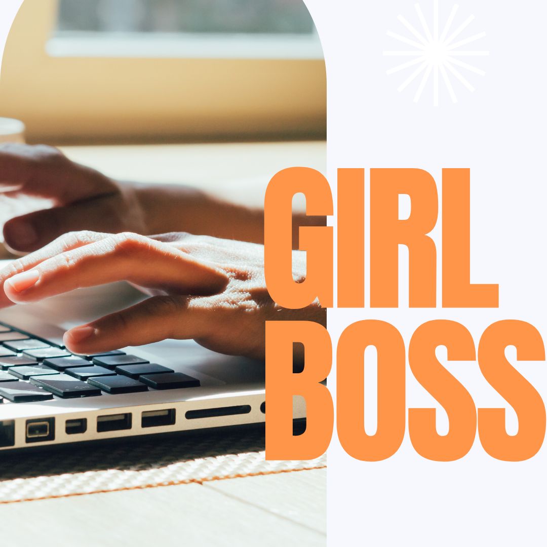 It is an illustration of a computer with a girl's hand working hard on it